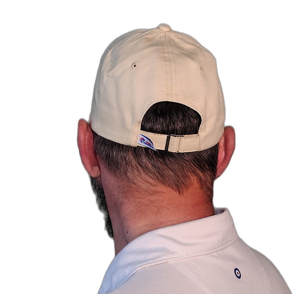 Baseball cap Telemark skiing back view