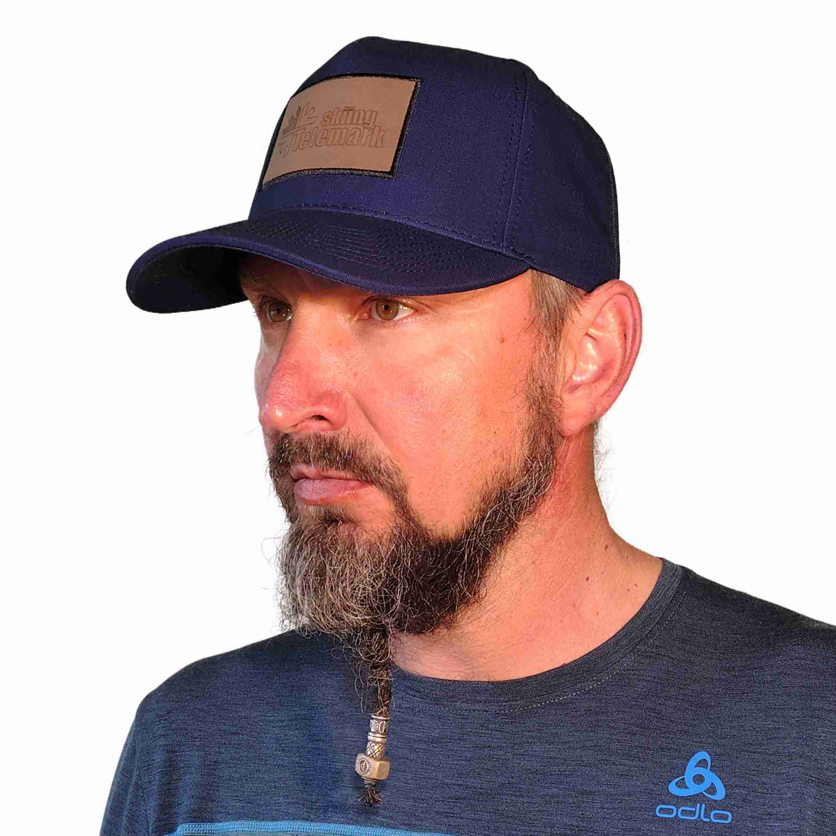 Baseball cap Telemark skiing logo left blue