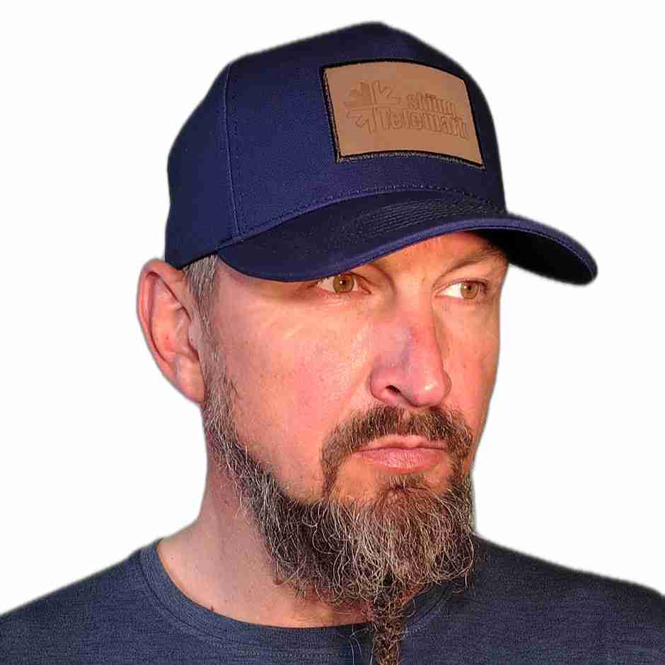 Baseball cap Telemark skiing logo right blue