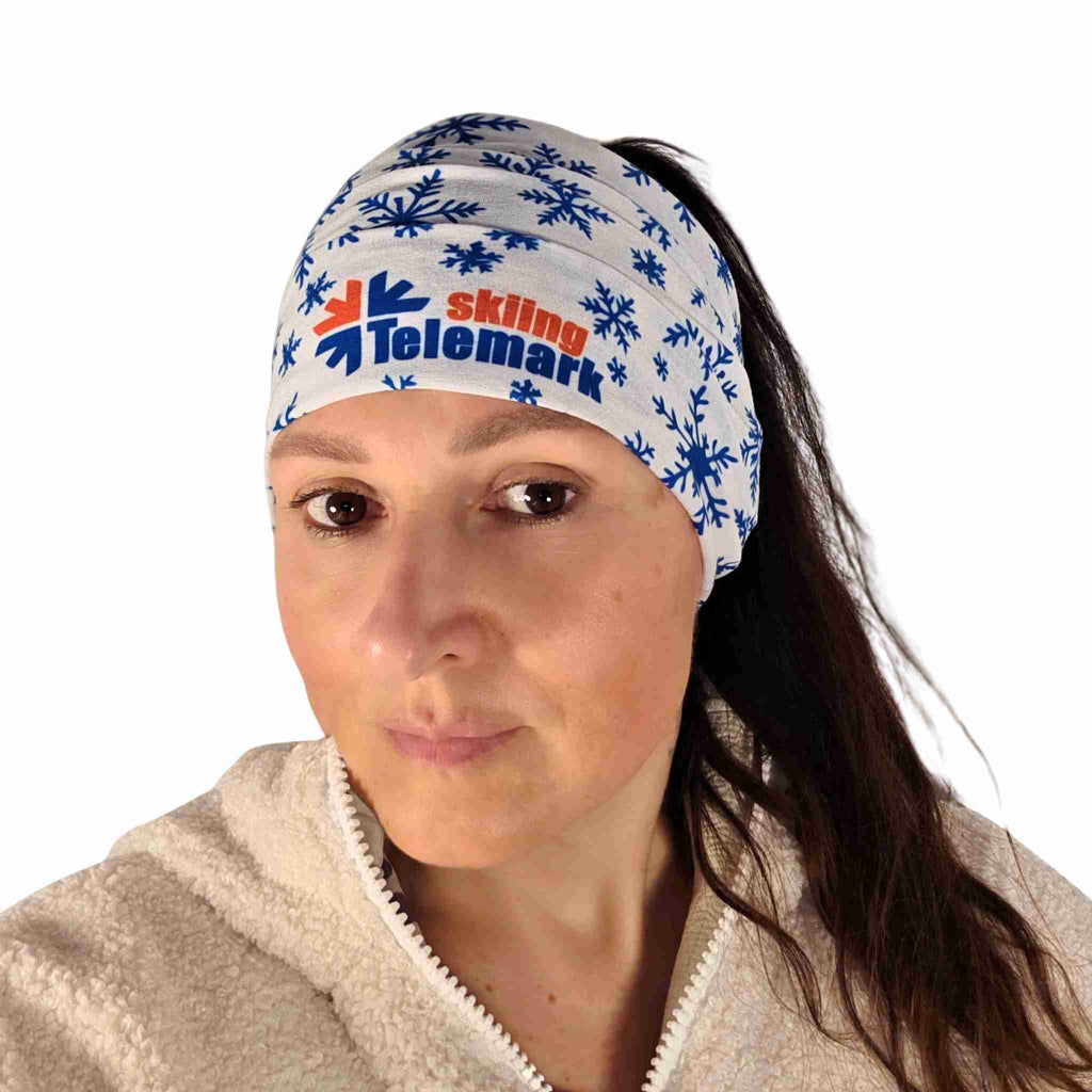 Multifunctional Telemark Skiing Headwear - Blue Winter Snowflakes