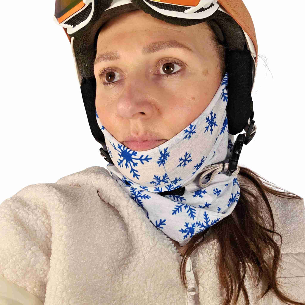 Multifunctional Telemark Skiing Headwear - Blue Winter Snowflakes