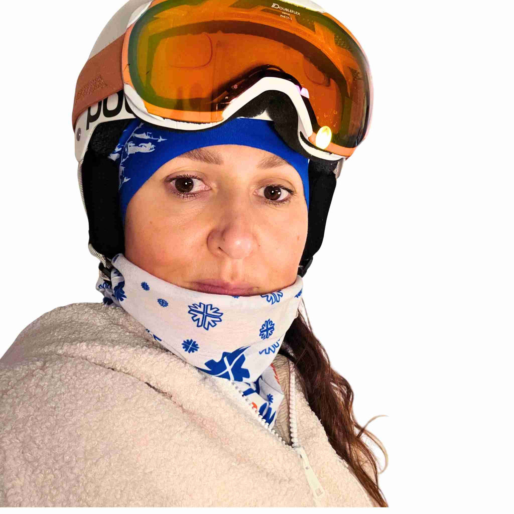 Multifunctional Telemark Skiing Headwear - white and skiline