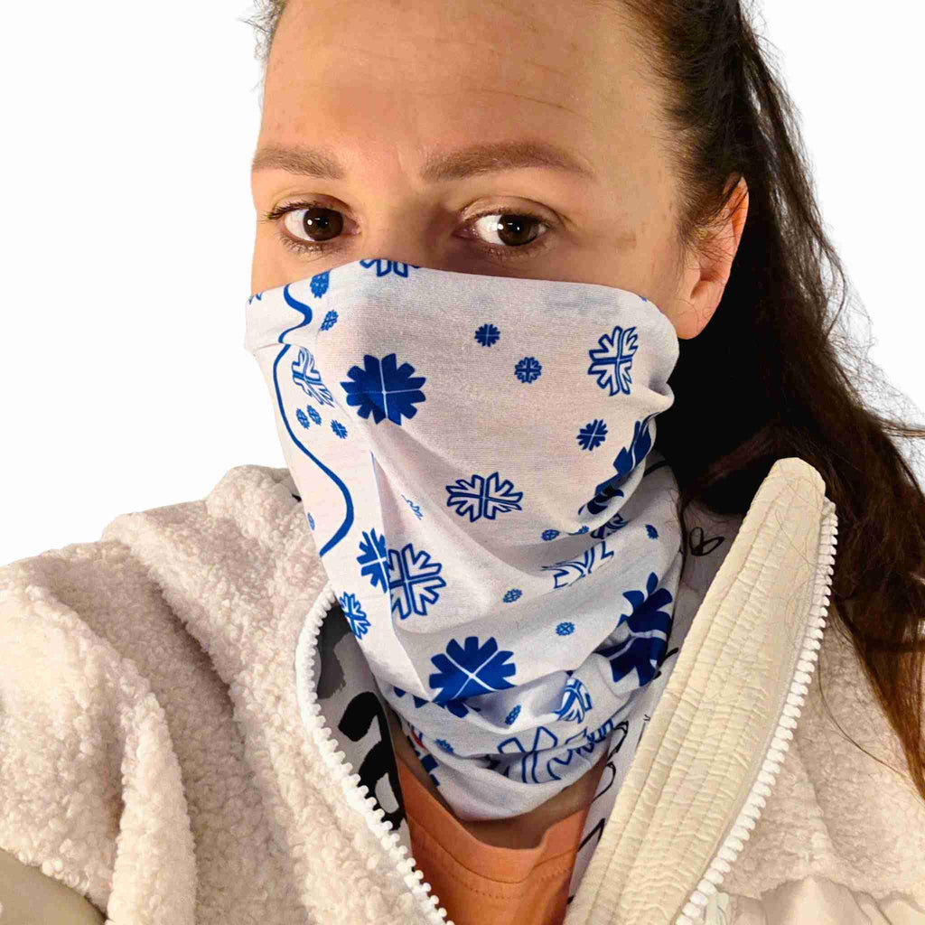 Multifunctional Telemark Skiing Headwear - white and skiline