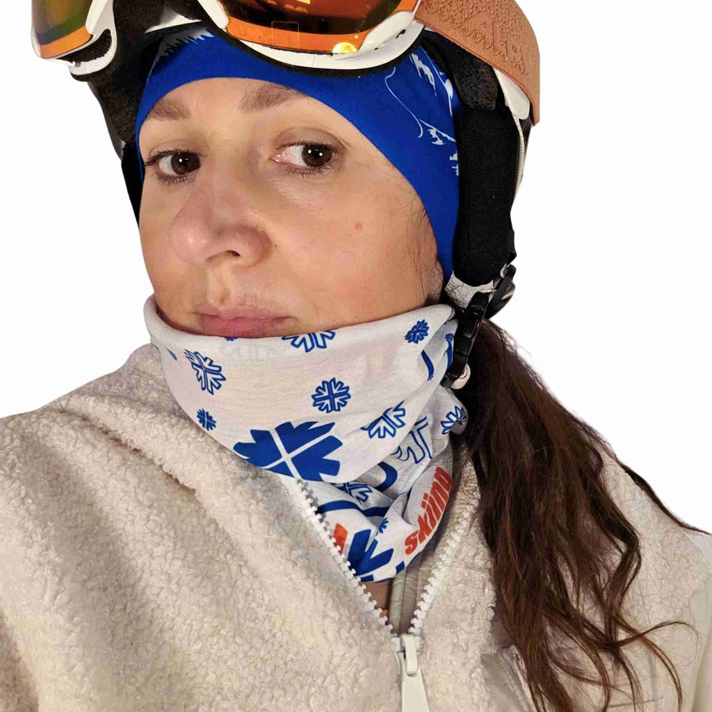 Multifunctional Telemark Skiing Headwear - white and skiline