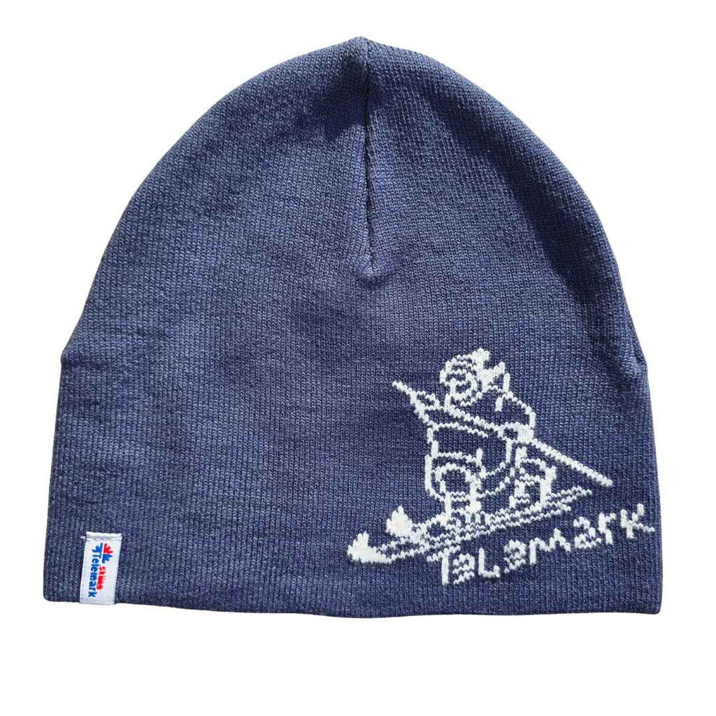 Telemark Skier Beanie – Blue Merino Wool Hat