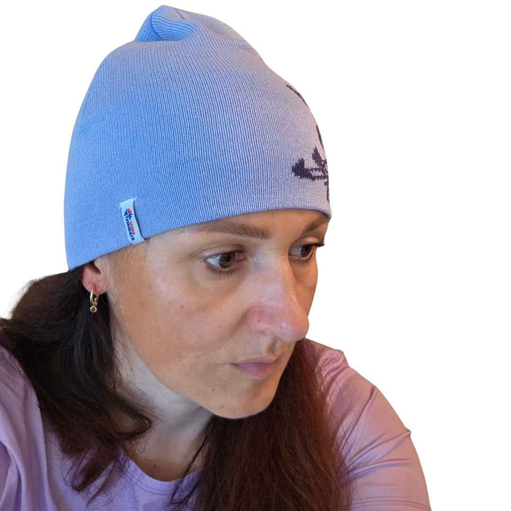 Telemark Skier Beanie – Light Blue Merino Wool Hat