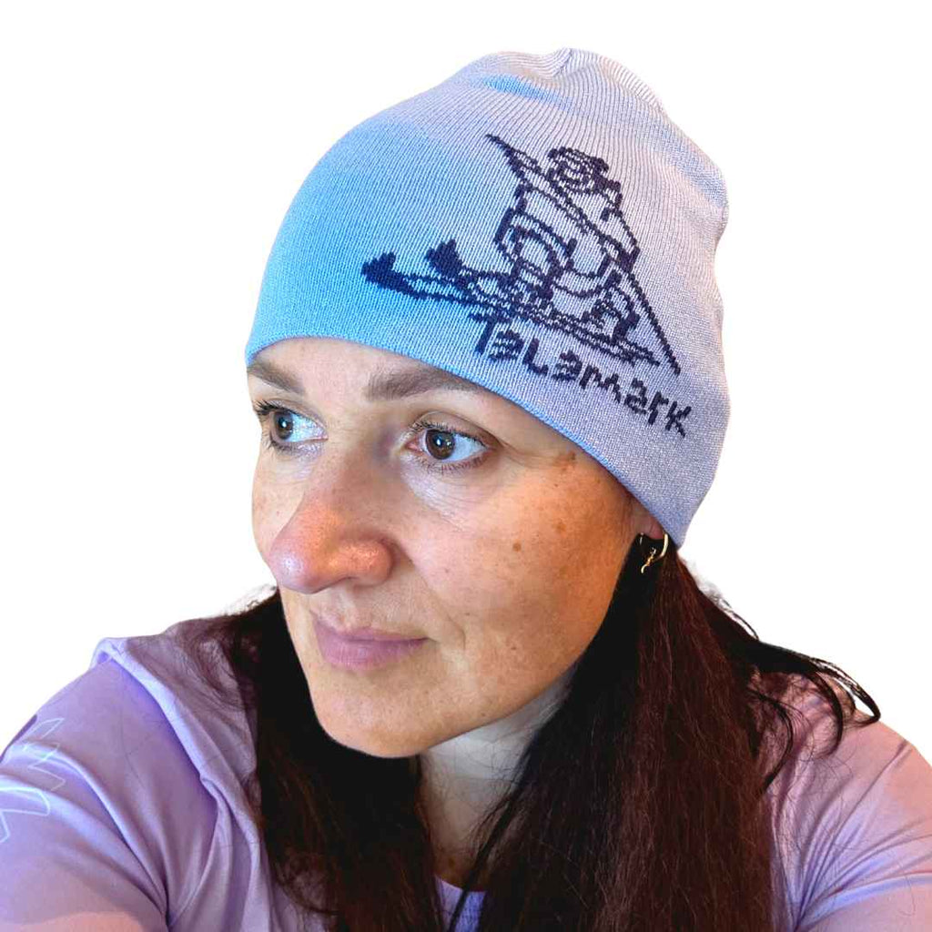 Telemark Skier Beanie – Light Blue Merino Wool Hat