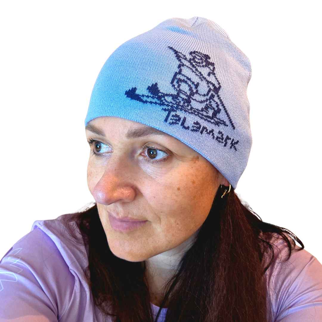 Telemark Skier Beanie – Light Blue Merino Wool Hat