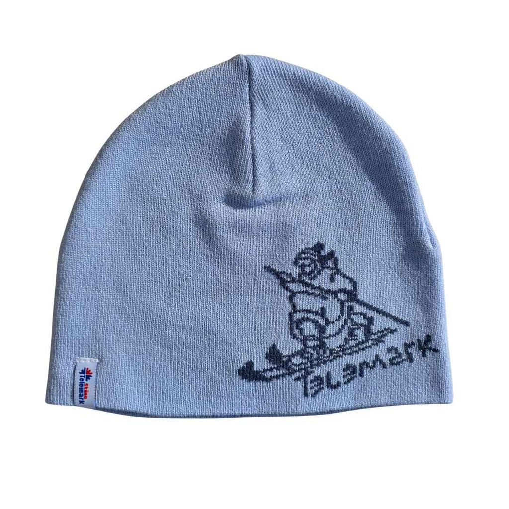 Telemark Skier Beanie – Light Blue Merino Wool Hat